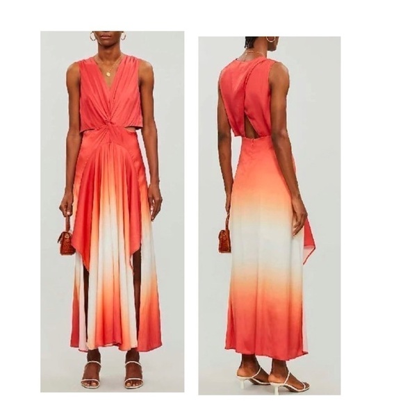 MAJE Resia Cutout Ombre Satin Slip Dress Maxi Dress NEW NWT Size Small; 36
